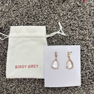 Birdy Grey Gold and Silver Crystal Drop Earrings